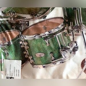 Drummers Festival Wear Tee Shirt. Drums on White Background. Stretchy Fabric.New